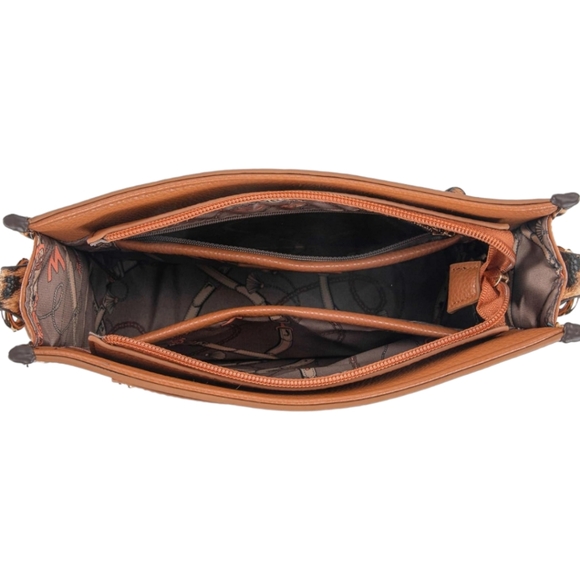 Montana West Designer Vegan Leather Leopard Trim Crossbody Shoulder Bag !! - Picture 3 of 5